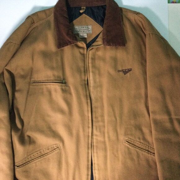 Colorado‎ Timberline Rn95365 Chore Coat 2XL Tobacco Corduroy Collar Canvas Read! - Picture 1 of 7